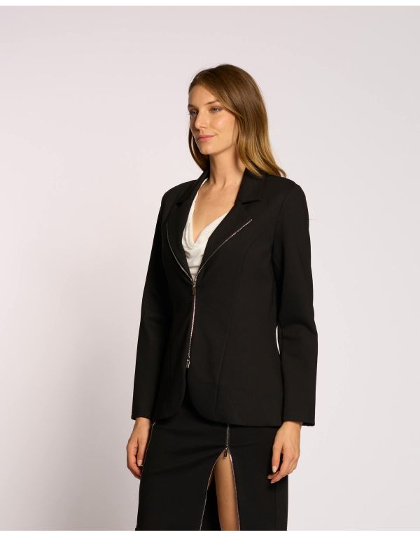 Giacca con revers e zip...