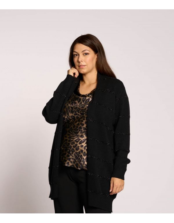 Cardigan lungo con righe in...