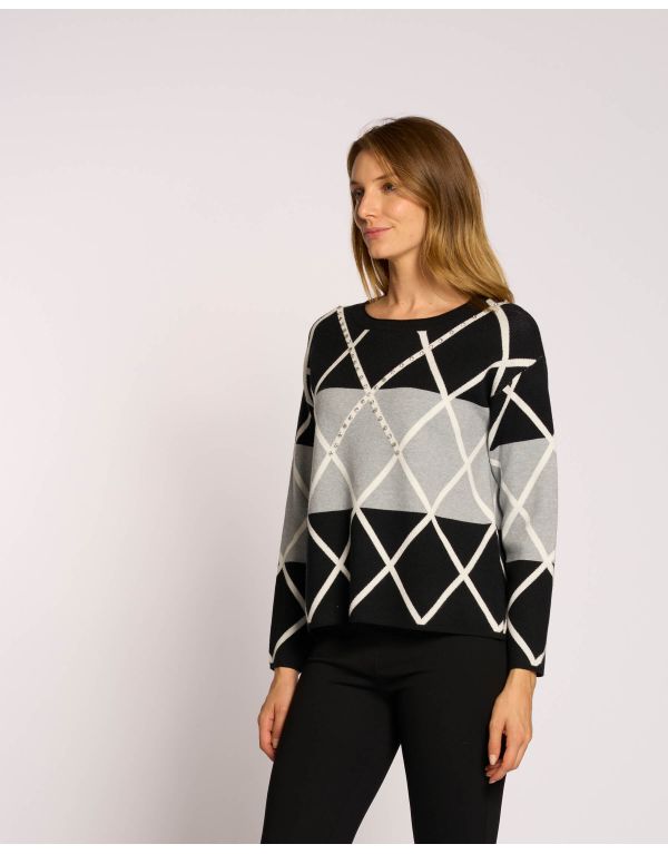 Maglia a scatola con rombi...