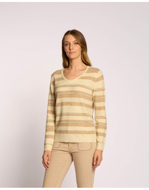 Maglia a righe con scollo a V