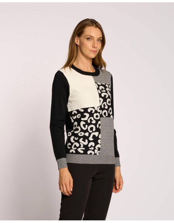 Maglia color block con strass