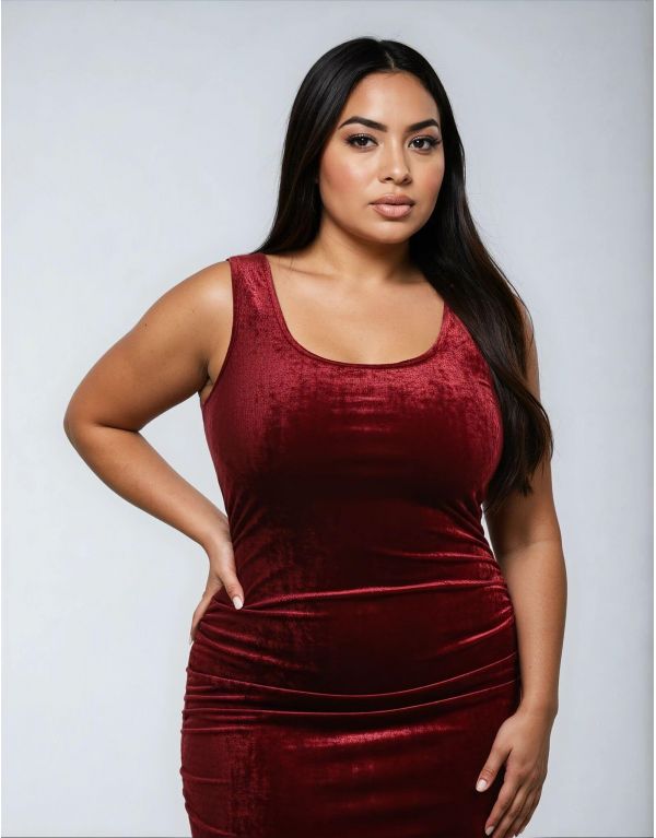 Tubino in velluto con arricci