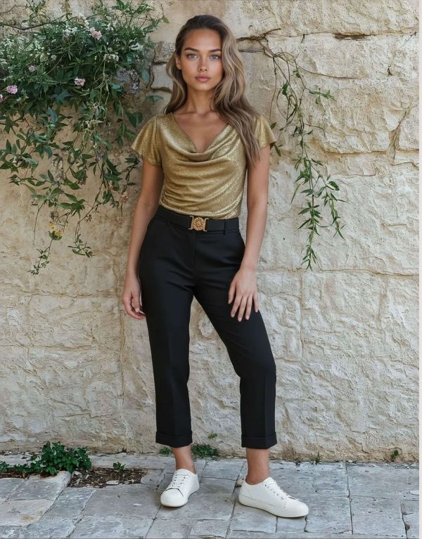 Pantalone con cinturina e...