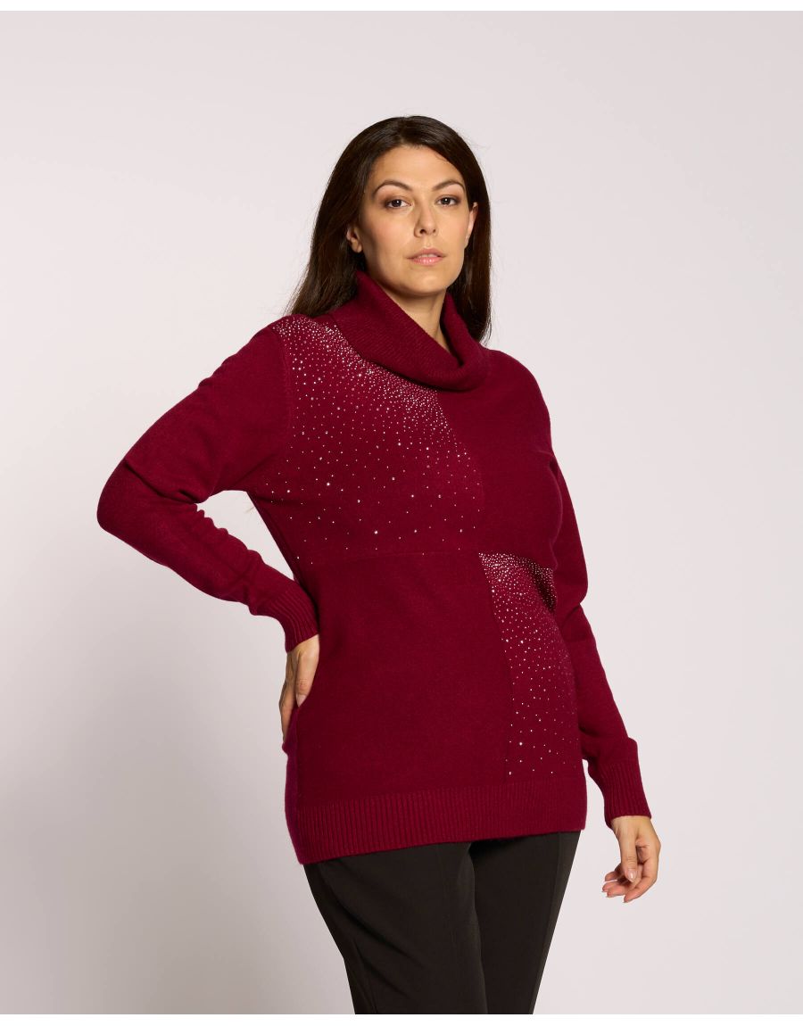 Maglia collo alto con strass