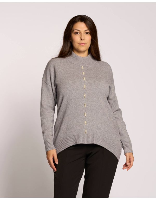 Maglia collo alto con perle