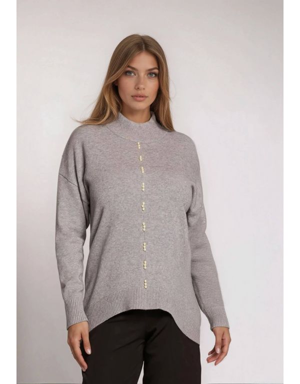 Maglia collo alto con perle