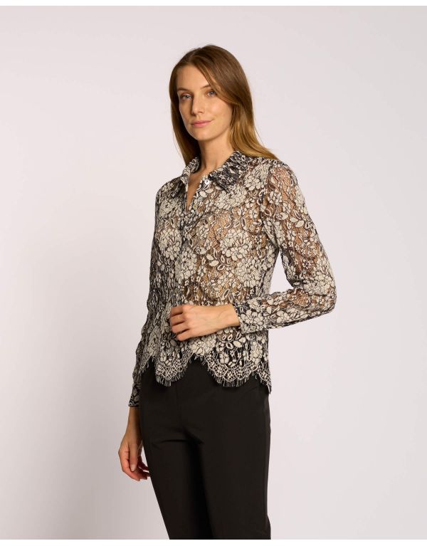 Camicia in pizzo con fondo...