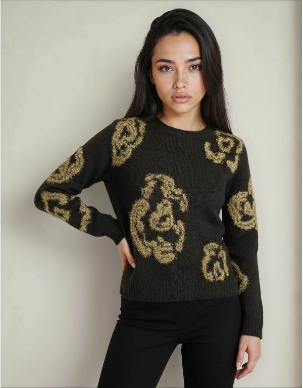 Maglia con fiori in lurex...