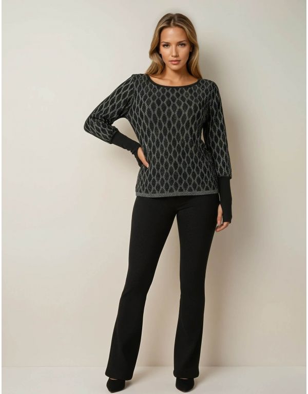 Maglia con strass neri e...