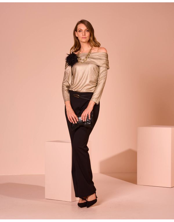 Maglia laminata con collo...