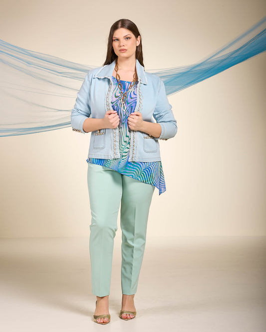 Giubbino in jeans con catene curvy