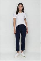 Pantalone in scuba crêpe con elastico blu
