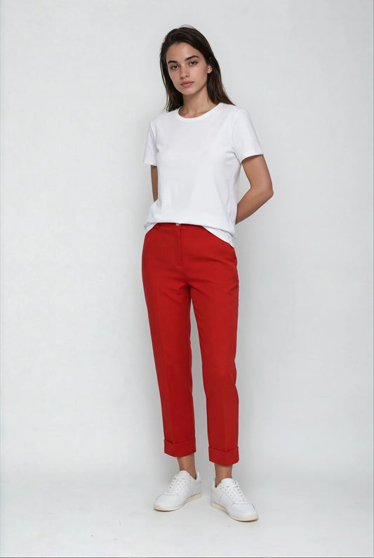 Pantalone con risvolto e passanti