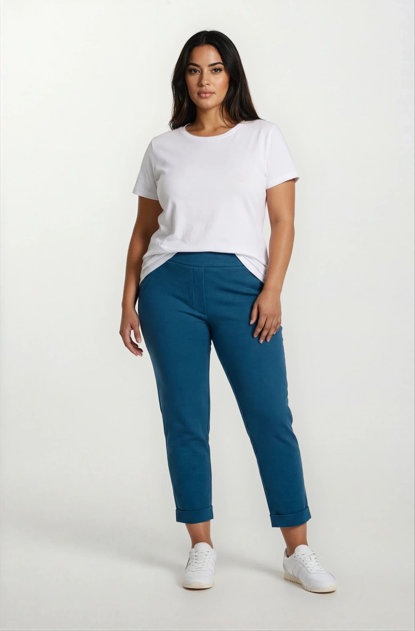 Pantalone punto Milano con risvolto curvy