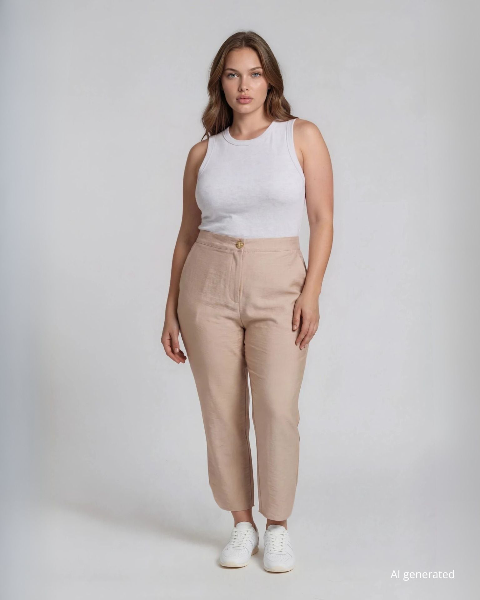 Pantalone in crêpe di viscosa con elastico posteriore e spacco stondato sul fondo curvy