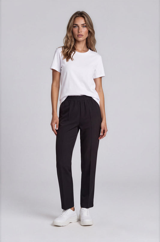 Pantalone con elastico e spacchetti nero