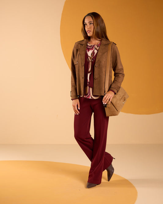 Pantalone in scubacrepe linea dritta con elastico in vita