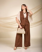 Gilet con chiusura ad un bottone tabacco curvy