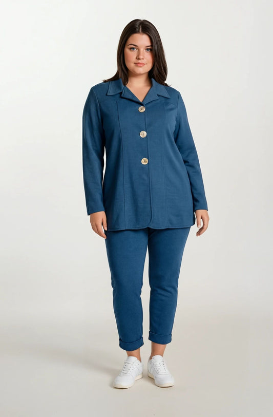 Giacca camicia con bottoni in madreperla curvy