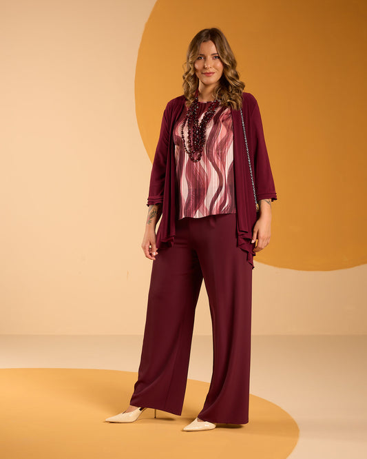 Caban tinta unita in jersey con doppio volants sui polsi curvy