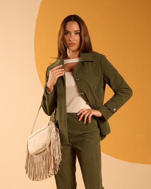 Giacca linea ad A militare con bottoni e linguette ai polsi
