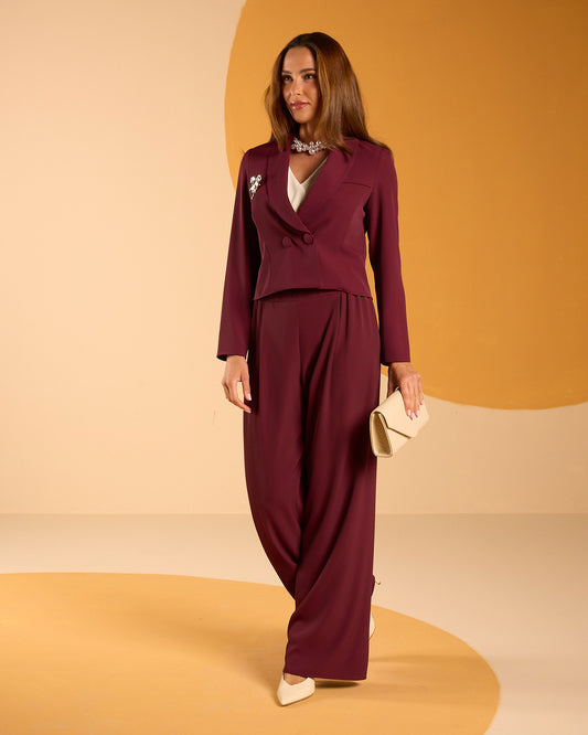 Pantalone palazzo in cady con elastico in vita