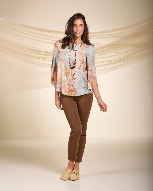 Casacca stampata con maniche a petalo