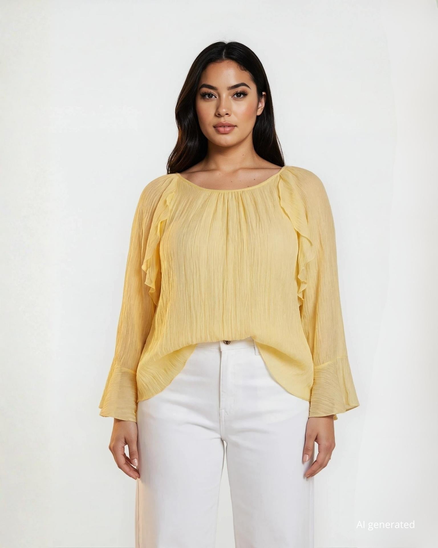Camicia georgette con volant curvy