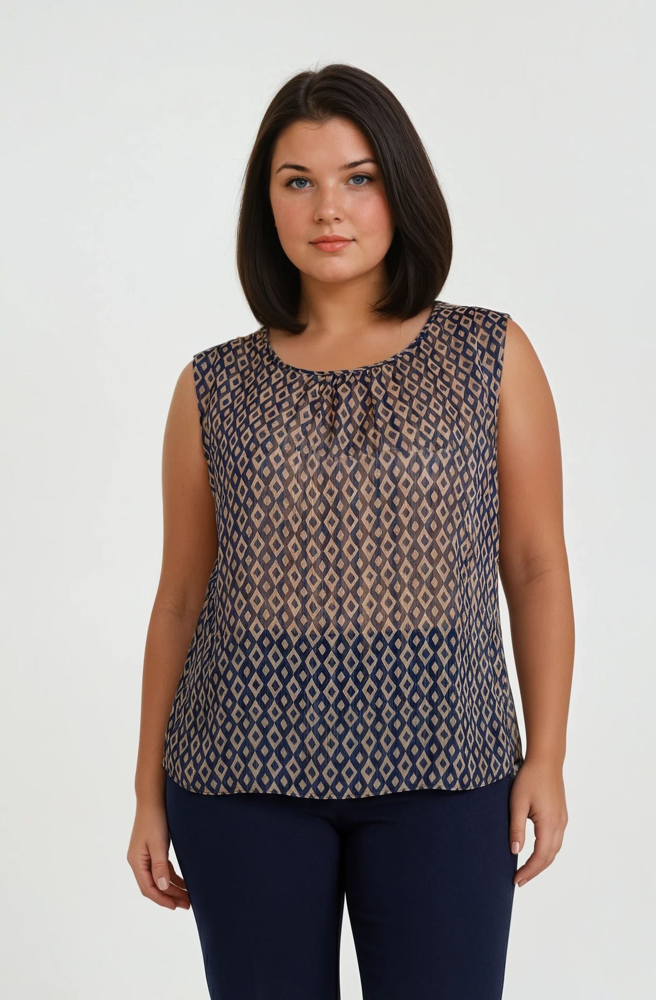 Top spalla larga con arriccio curvy