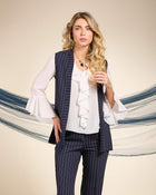 Camicia con volants sullo scollo avorio