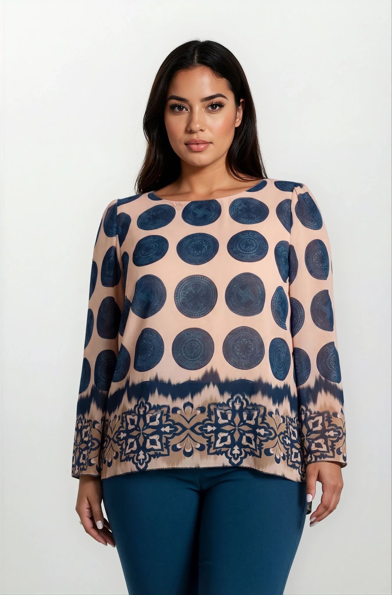 Casacca stampata con abbassamenti curvy