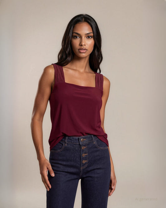 Top basico in tessuto jersey elasticizzato merlot