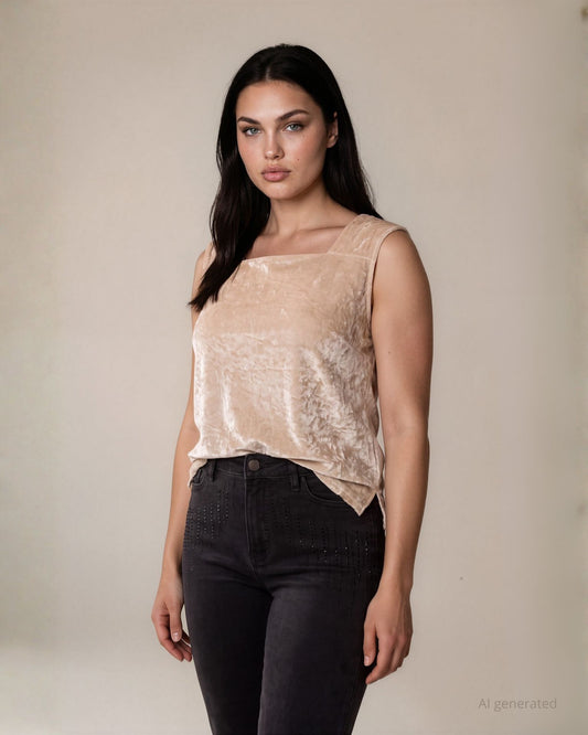Top maniche corte in ciniglia a rete avorio curvy