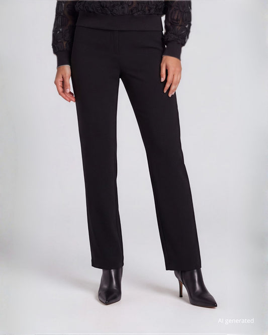 Pantalone palazzo in crepe con elastico in vita e tasche