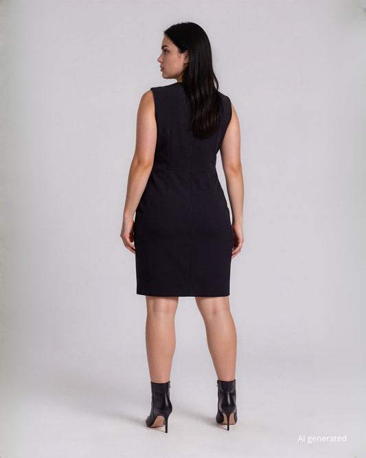 Vestito collo revers con bottoni e zip curvy