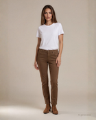 Pantalone cinque tasche in cotone con tagli posteriori corda