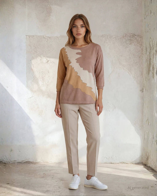 Maglia tre colori con strass