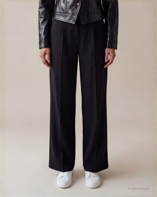 Pantalone largo con tasche e zip nero