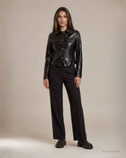 Pantalone largo con tasche e zip nero