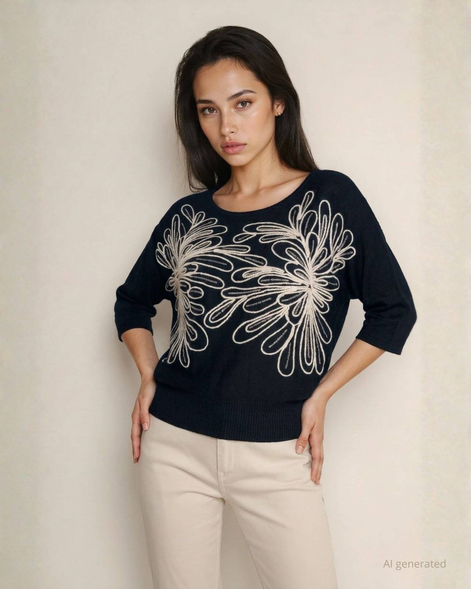 Maglia con ricamo e paillettes