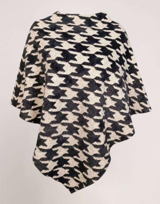 Poncho con motivo a pied de poule