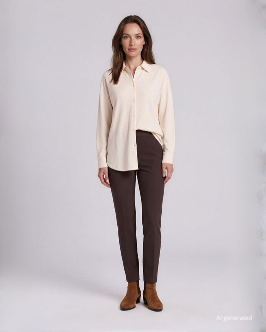 Pantalone in scuba crêpe con elastico moro