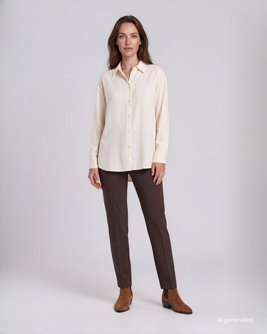 Camicia bianca in crepe con colletto e polsini