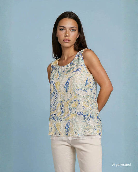 Top in pizzo con spacco posteriore e fodera