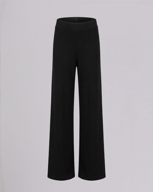 Pantalone gamba dritta in maglia con elastico in vita curvy