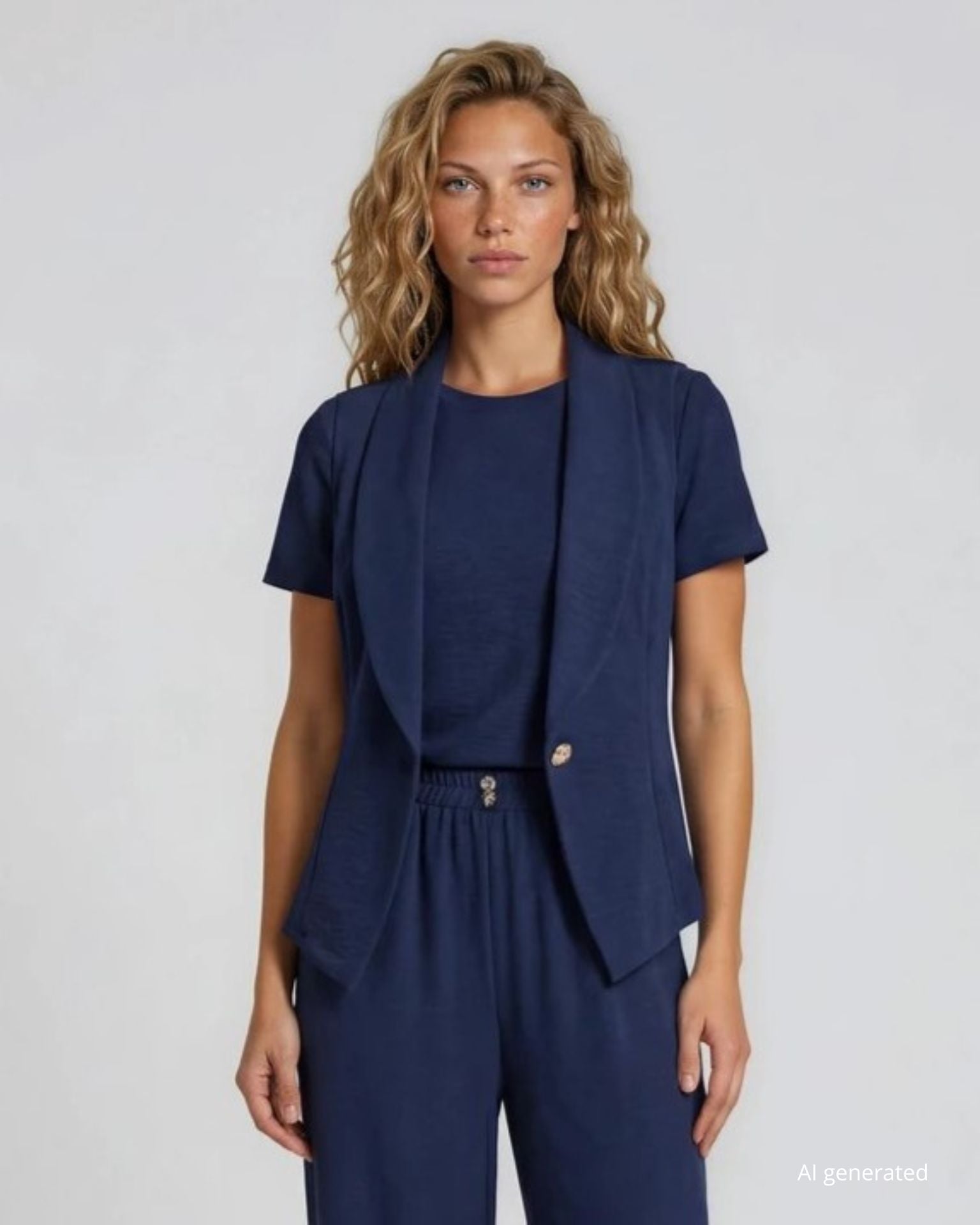 Gilet con chiusura ad un bottone blu