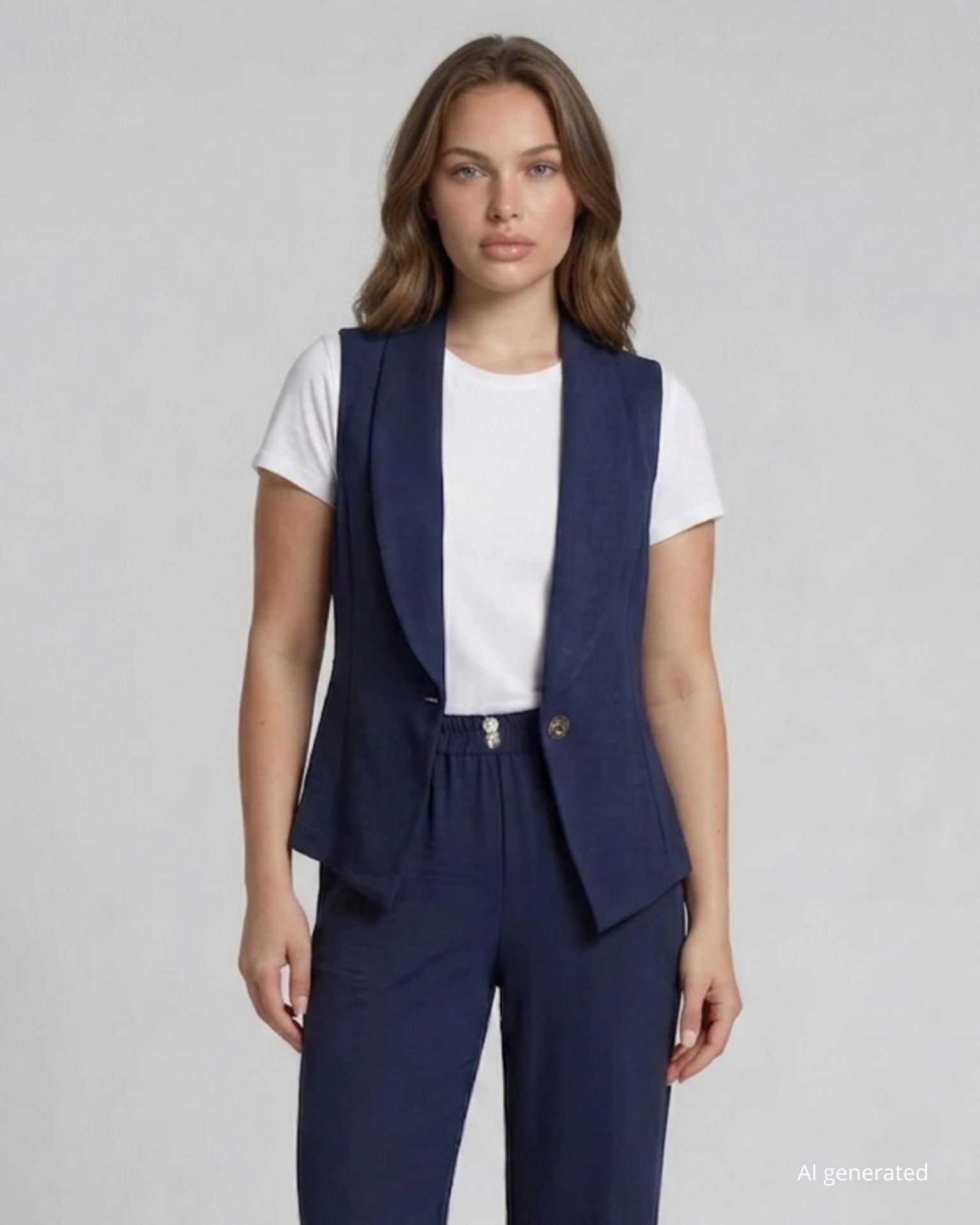 Gilet con chiusura ad un bottone blu curvy