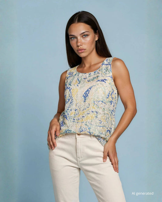 Top in pizzo con spacco posteriore e fodera