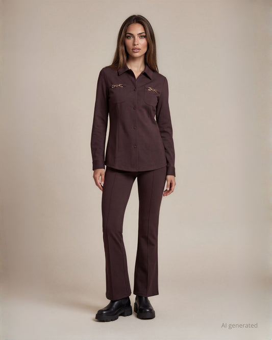 Giacca camicia in punto Milano con morsetti sulle tasche