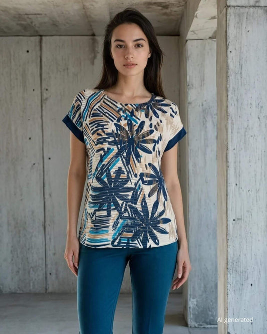 T-shirt a scatola con trasparenze e lamina